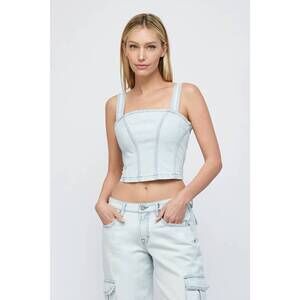 NEW HIDDEN abby bustier top in light wash